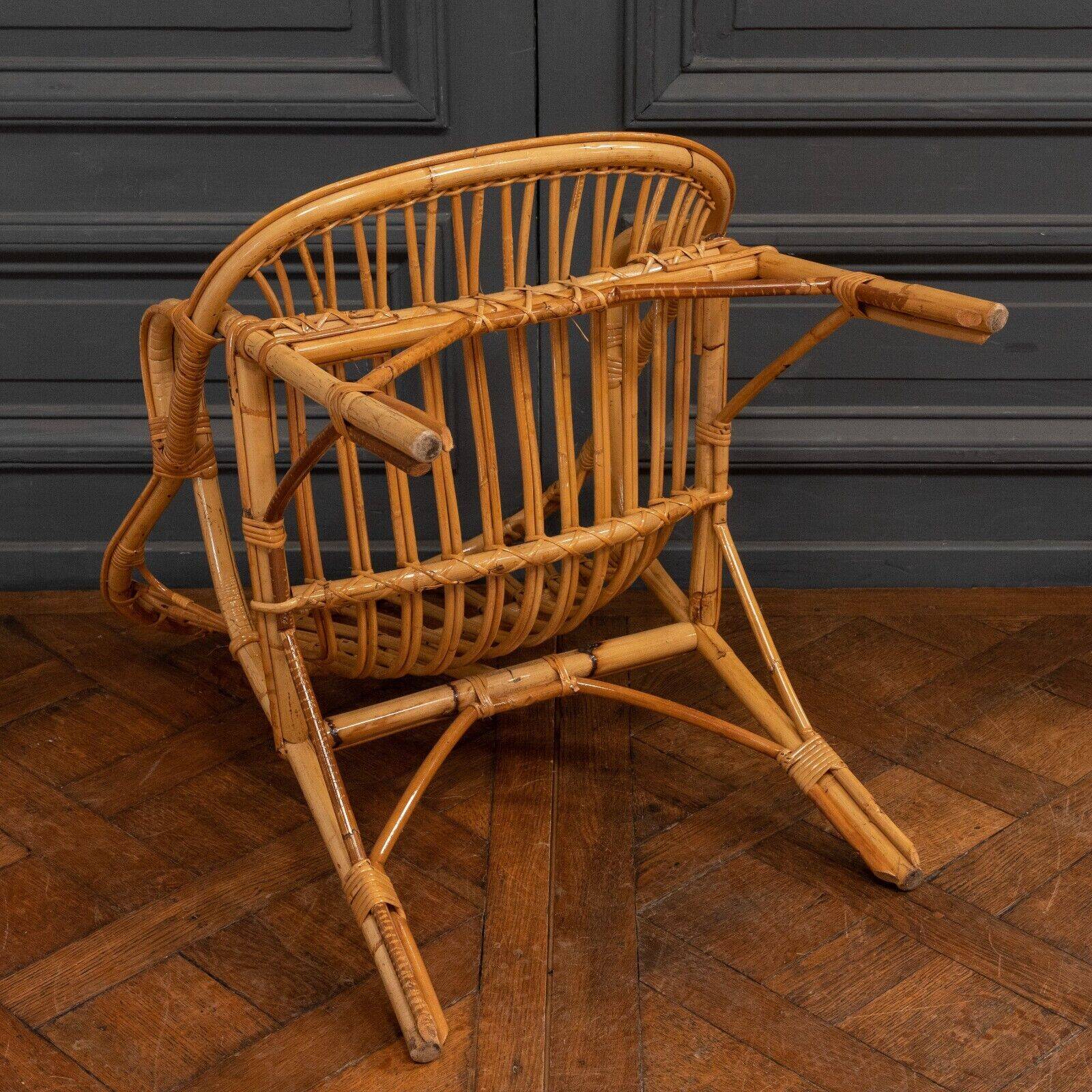 Suite of three rattan armchairs 1960 with original patina