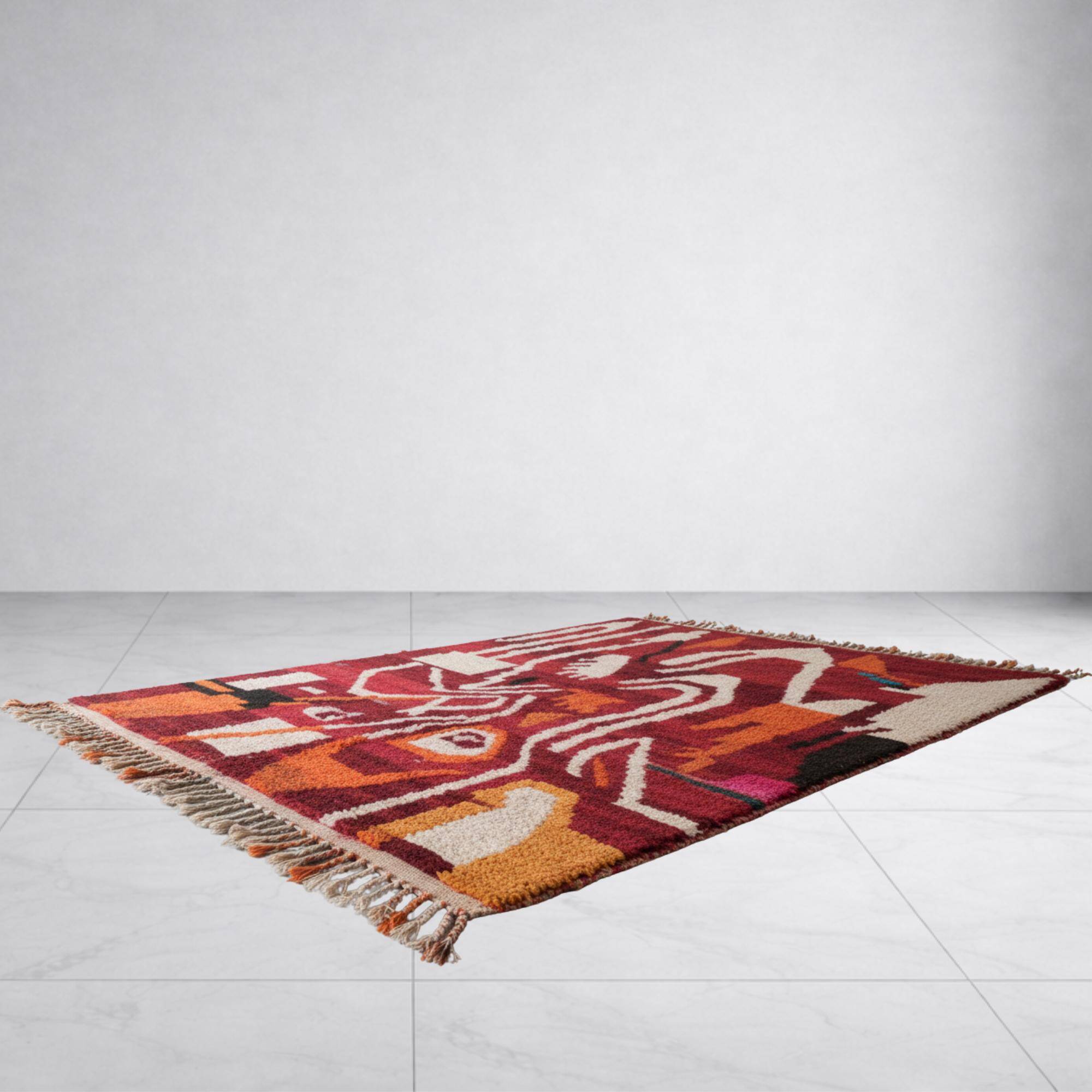 Authentic Moroccan wool rug handwoven, 250x150 cm.