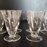 6 Verres ancien  soufflé et ciselé