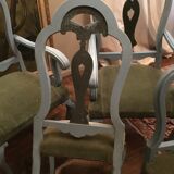 Set of 4 chairs in patinated wood Italian baroque style