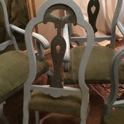 Set of 4 chairs in patinated wood Italian baroque style