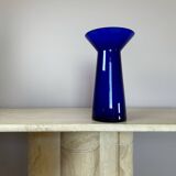Blue crystal vase Scandinavian design Kaj Franck 70s