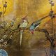 Cabinet chinois vintage avec feuille d'or, fleurs et oiseaux / bohème