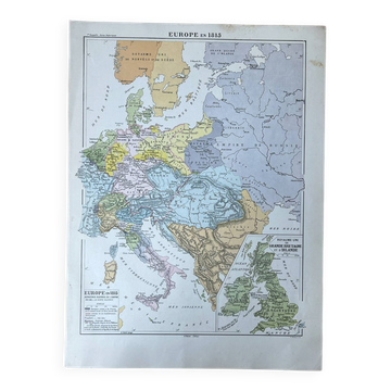 Original map of Europe in 1815 - 37x27cm - 1908