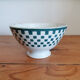Bowl on piedouche earthenware Terre de fer, green checkerboard