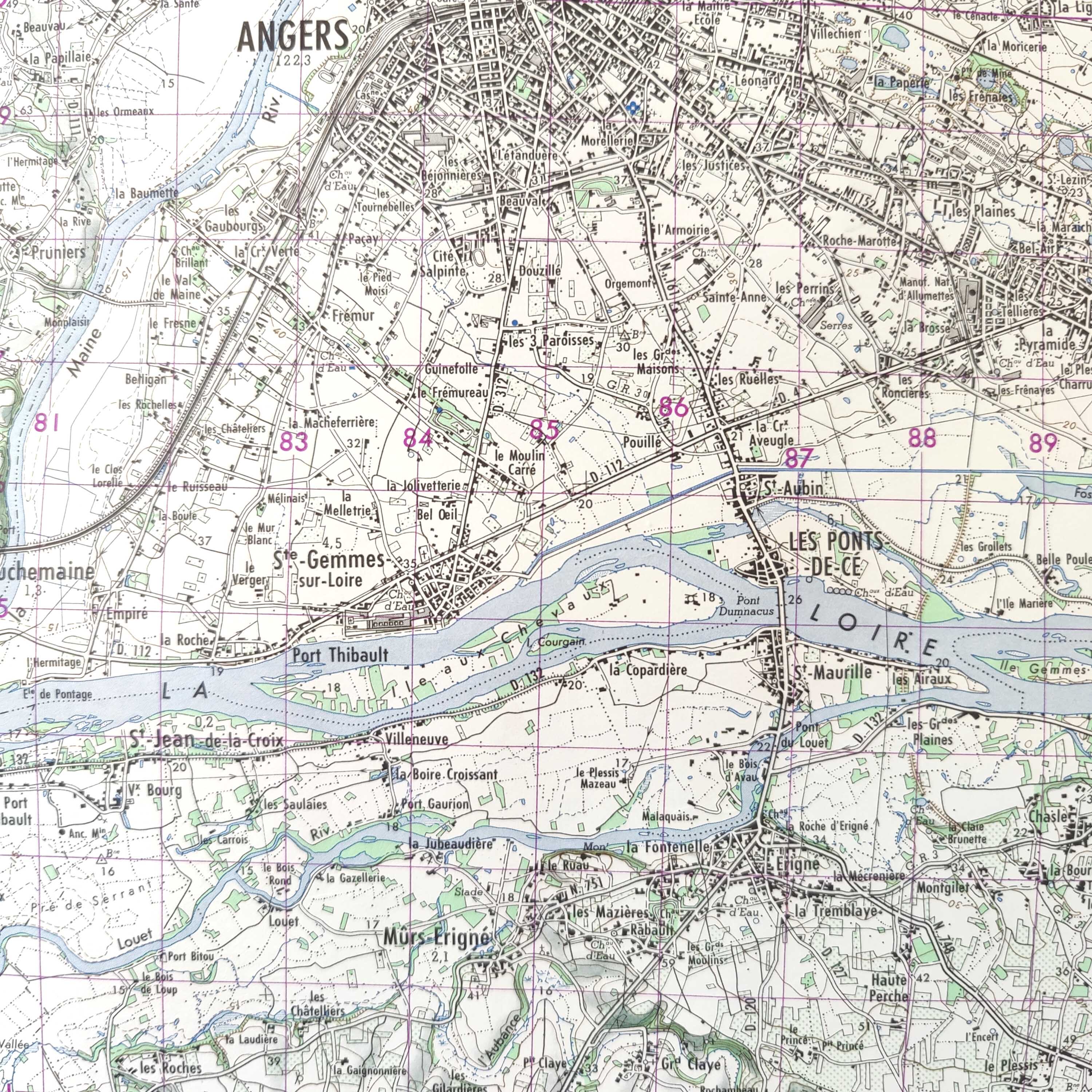 Carte vintage Angers 73x55cm
