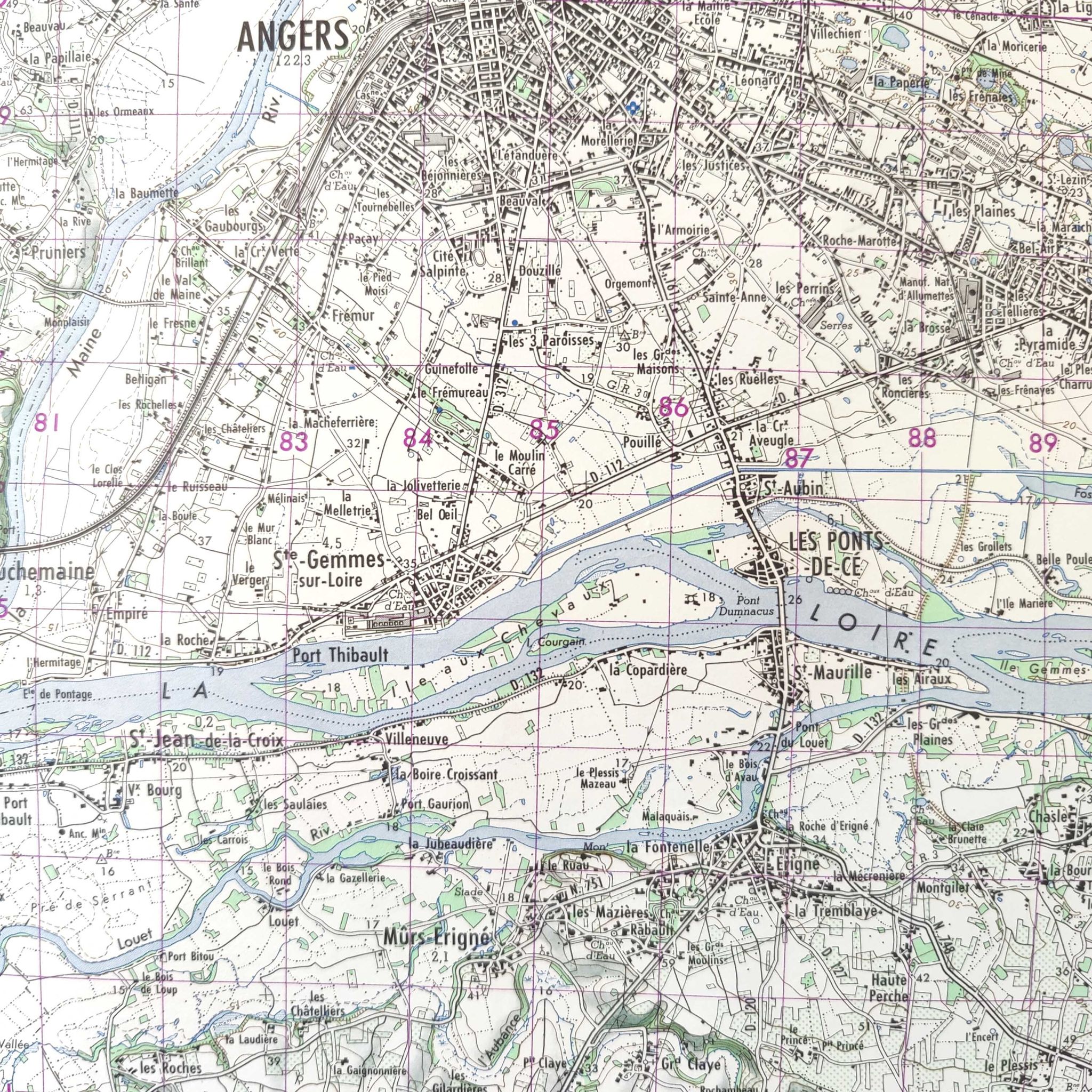 Carte vintage Angers 73x55cm