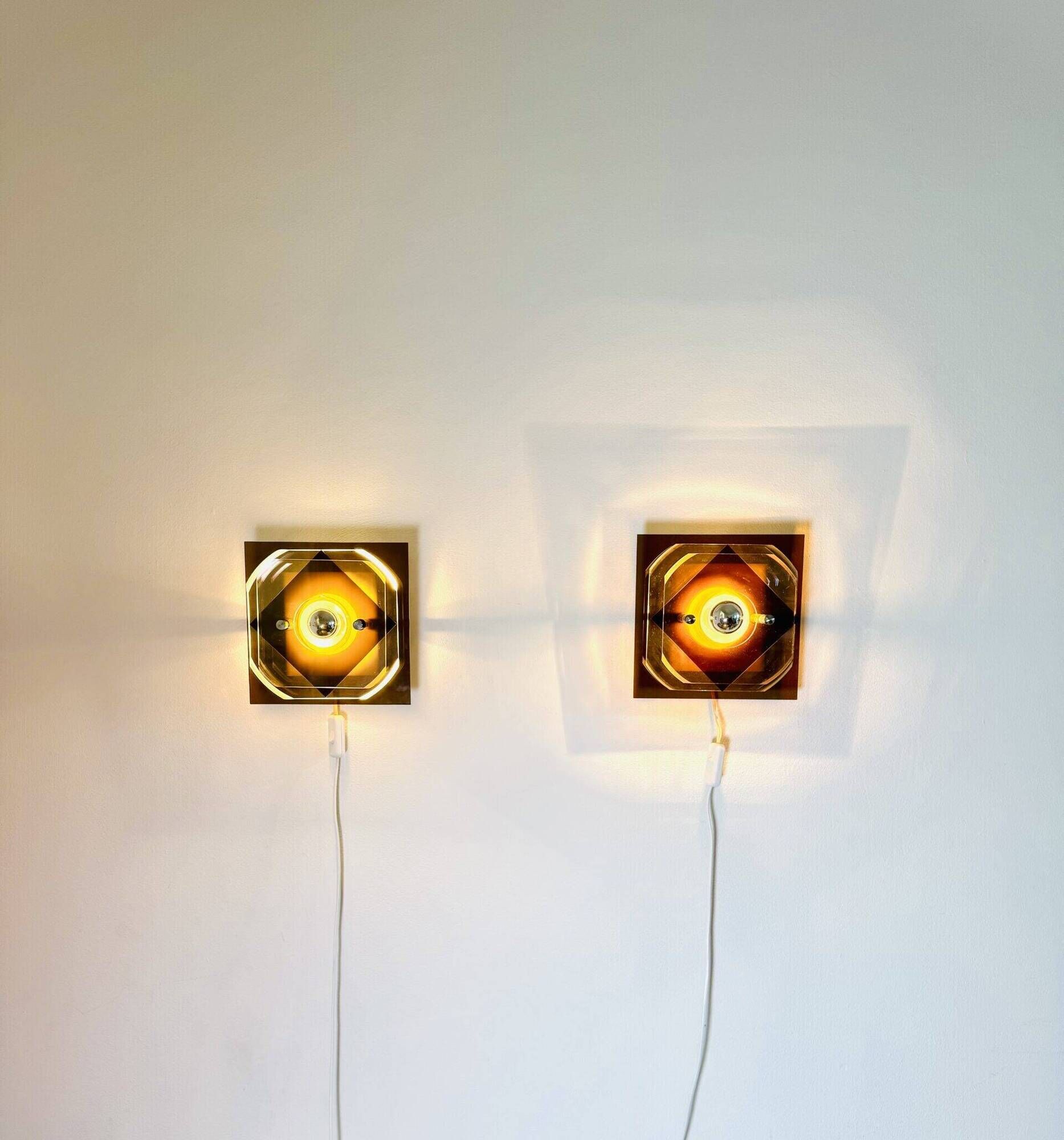Geometric Space Age Wall Lamps In Layered Plexiglass By Herda Verlichting, The Netherlands 1970S