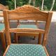 Set of 6 vintage solid wood chairs — Green fabric seats