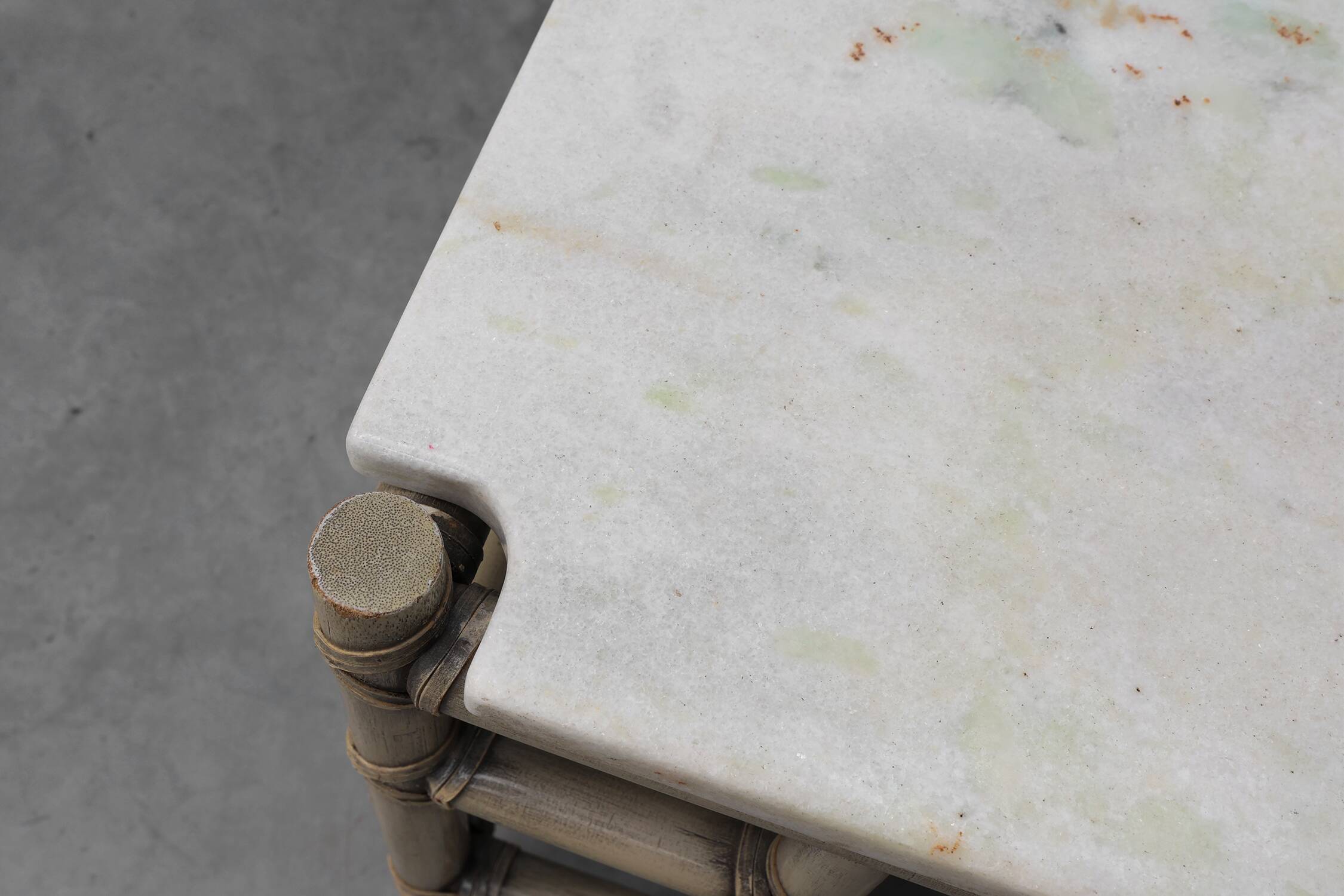 Large Wicker “Attila” Series Coffee Table with marble top by Gasparucci Ita