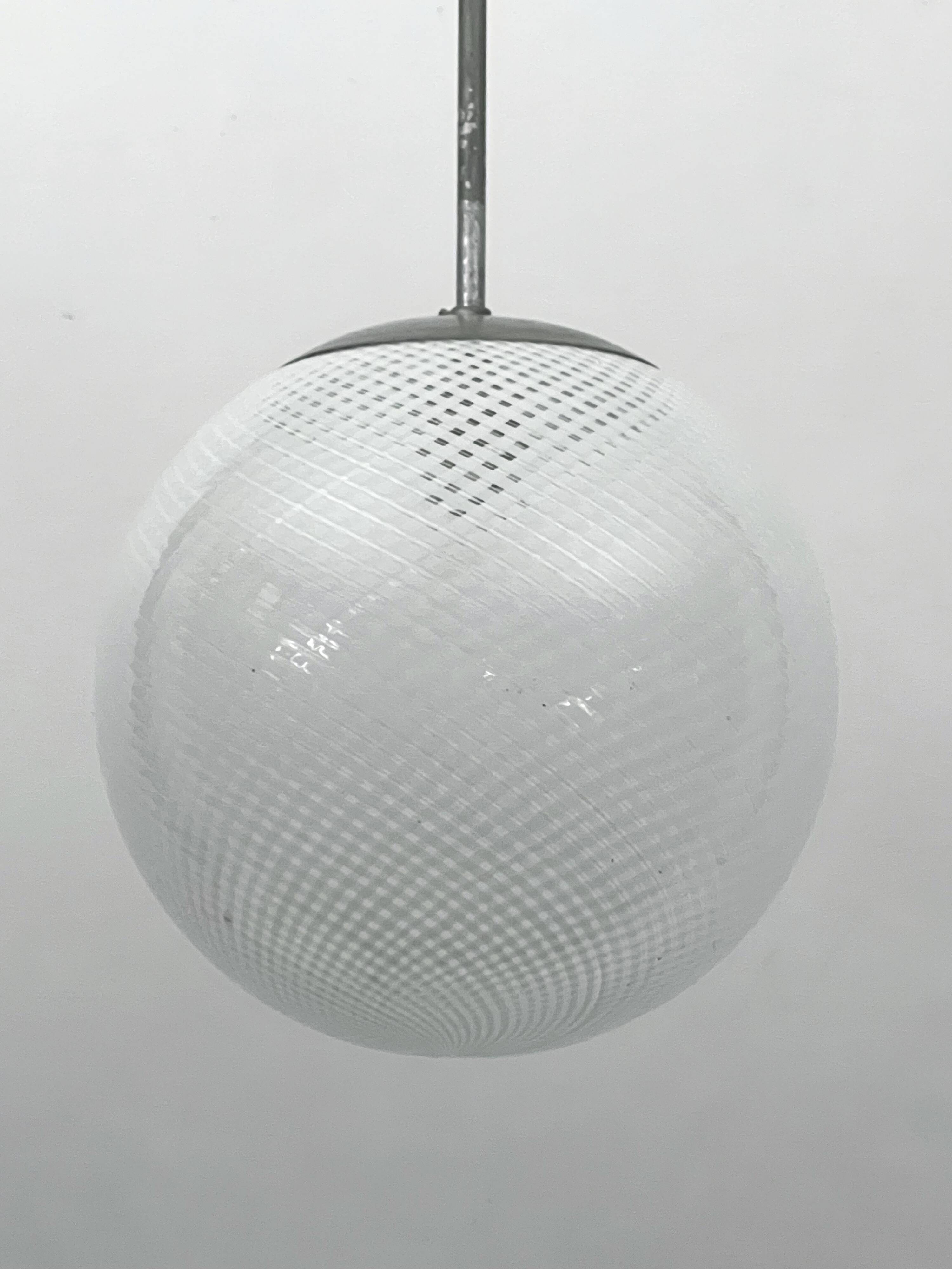 Mid-Century Venini Reticello sphere pendant. Italy 1950s