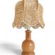 Mid-Century Bohemian Table Lamp, Pine Wood & Raffia, Italy, 1970s