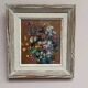 Mid-Century Oil on Panel “Flowers” by Unknown, Vintage & Framed