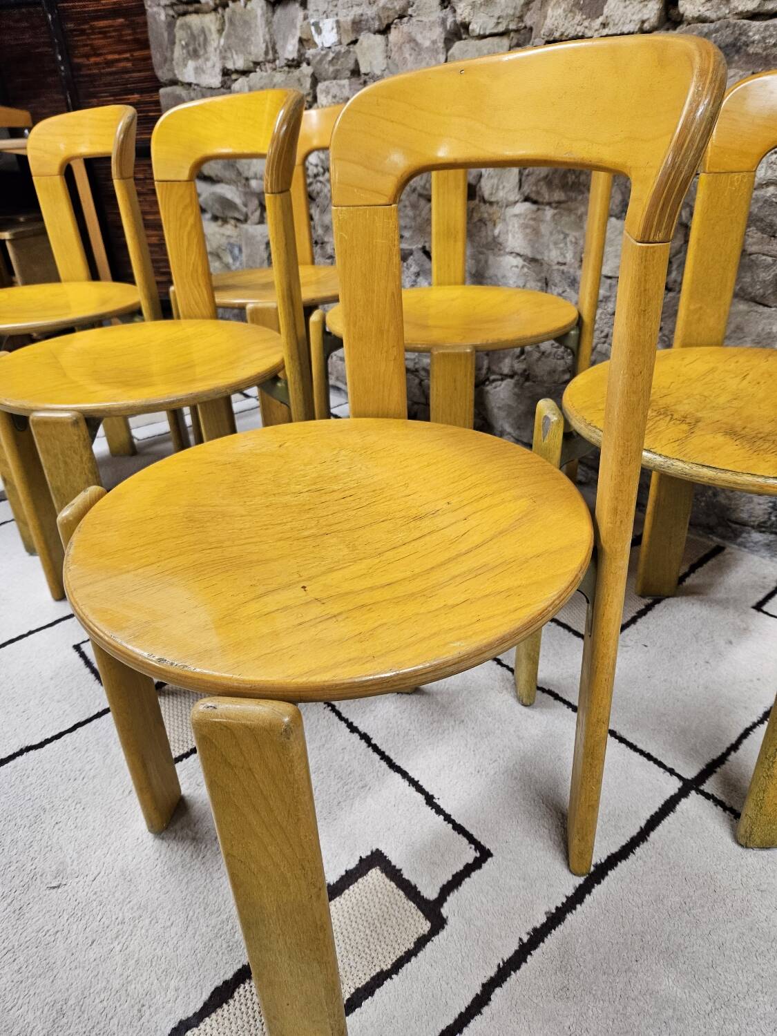 Lot of vintage bruno rey 1970" chairs