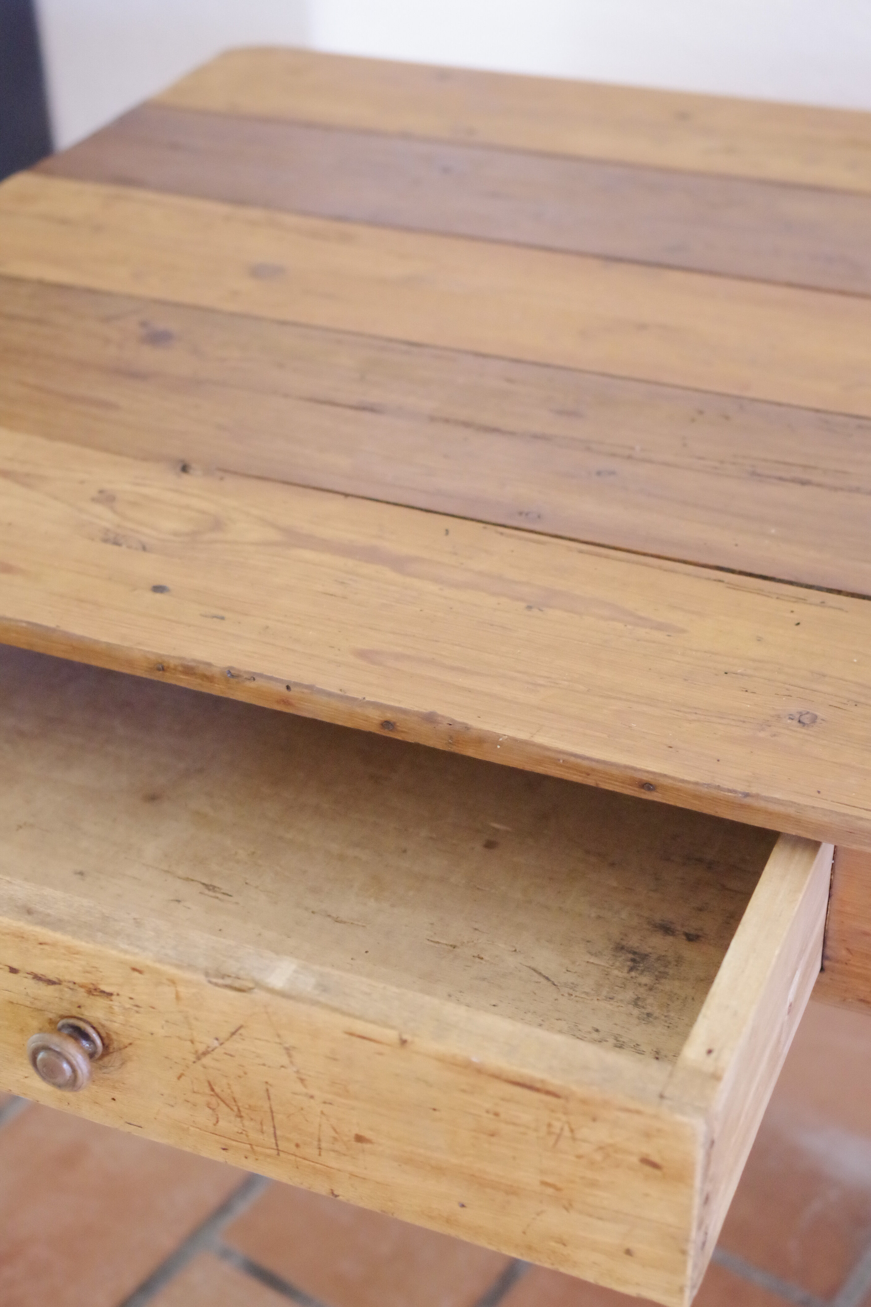 Old wooden farm table Sisters High School