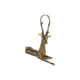 Deer sculpture copper reclining deer with antlers sarreid ltd 30cm