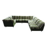 Large 7 piece modular / sectional sofa in striped upholstery, Germany, 70s