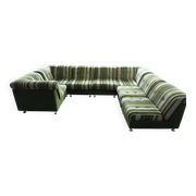 Large 7 piece modular / sectional sofa in striped upholstery, Germany, 70s