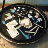 Tripod stand ashtray with vintage top and crystal ashtray