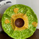 Divided plate, sunflower in slipware