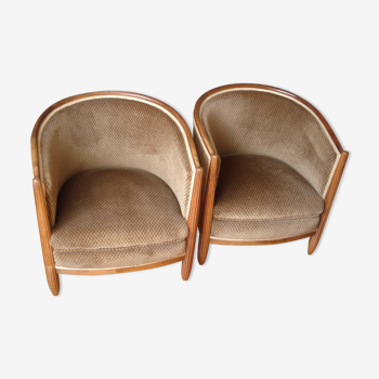 Pair of tonneau armchairs