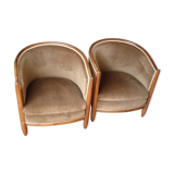 Paire de fauteuils tonneau