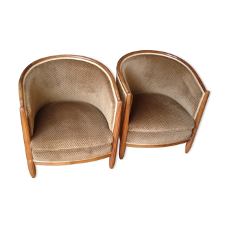 Paire de fauteuils tonneau