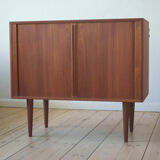 Teak cabinet with tambour doors by Kai Kristiansen For FM Møbler