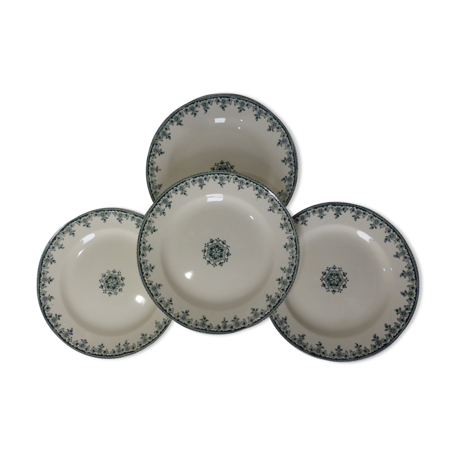 4 vintage flat plates in iron earth from HBC