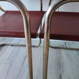 Chaises fauteuils B34 cuir cognac et dorure