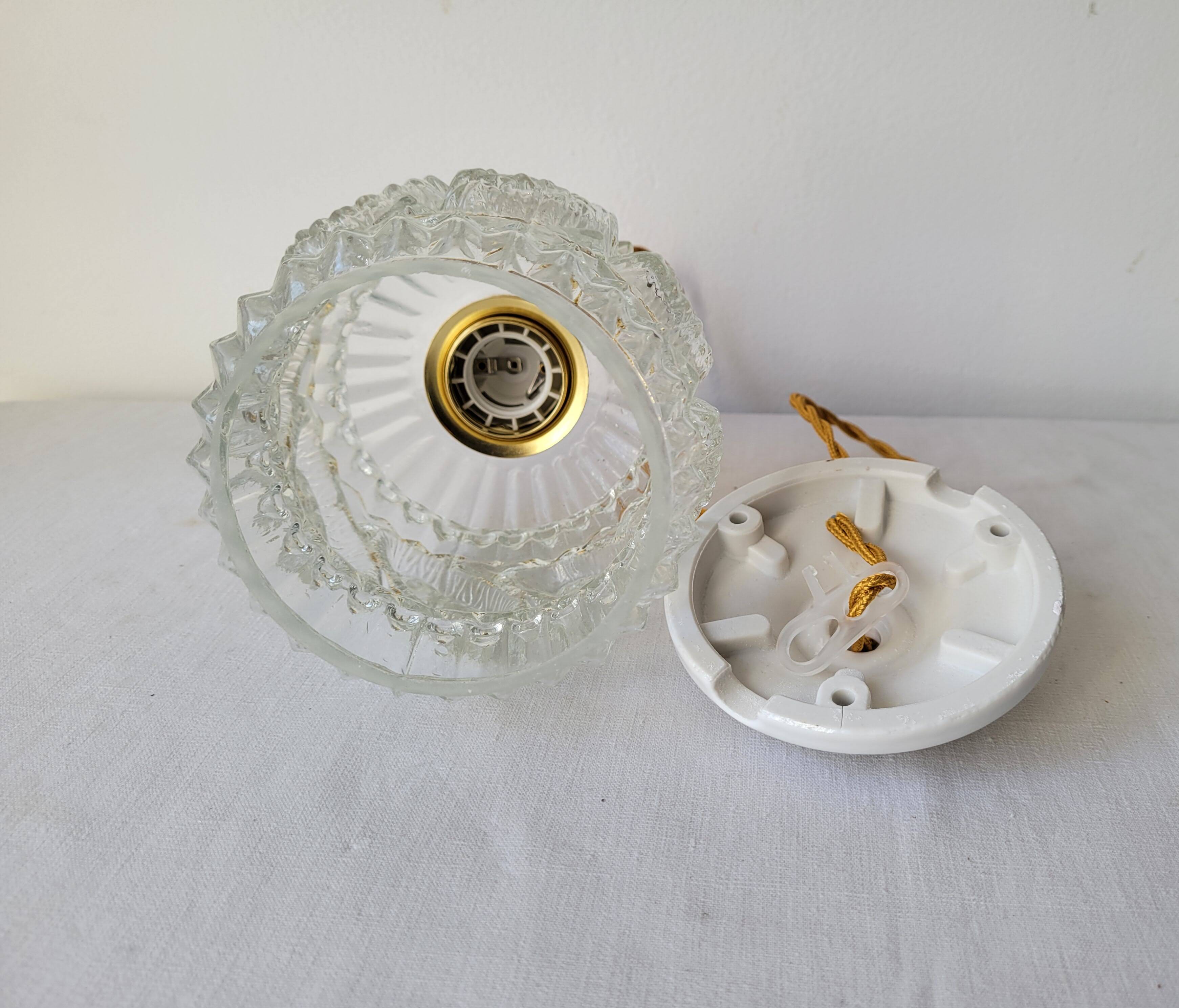Vintage molded glass pendant light