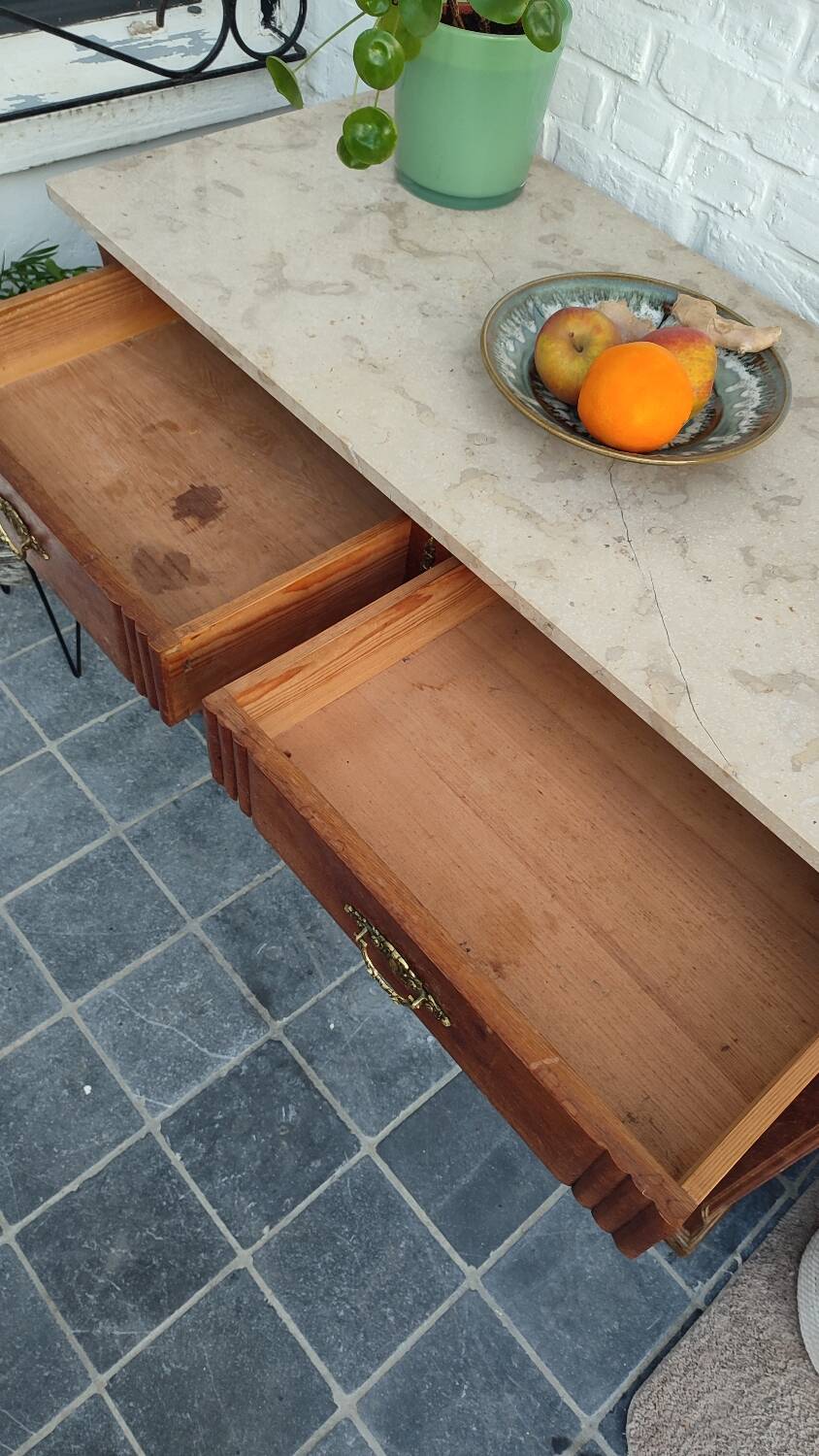 Art Deco oak and marble sideboard