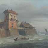 Pair of oils on canvas representing port scenes