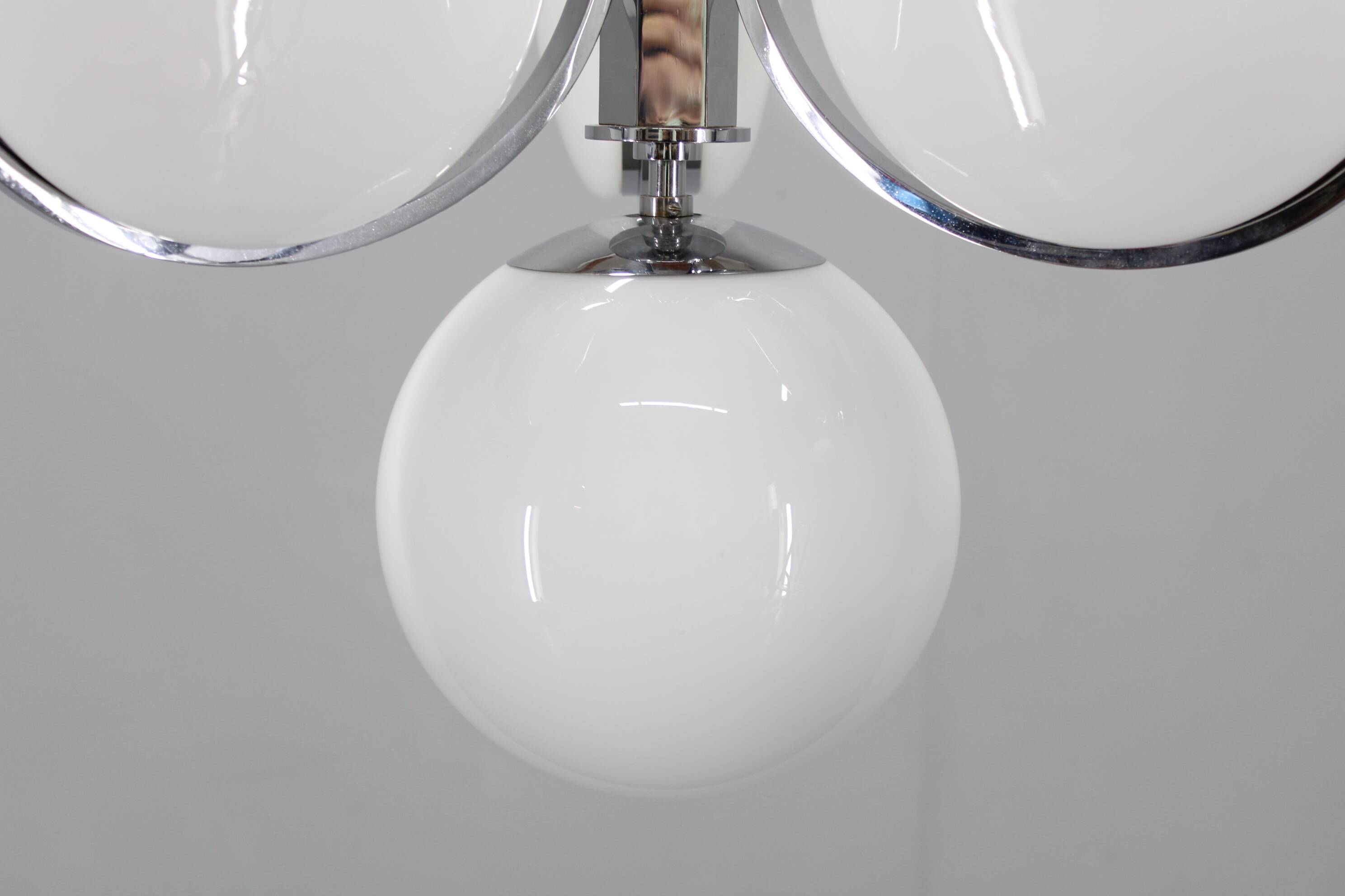 1930s Rare Art Deco Glass Chandelier, Czechoslovakia