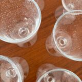 Set of 8 transparent bubble glass glasses for water or wine.