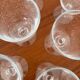 Set of 8 transparent bubble glass glasses for water or wine.