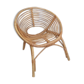 Fauteuil coquille en rotin vintage