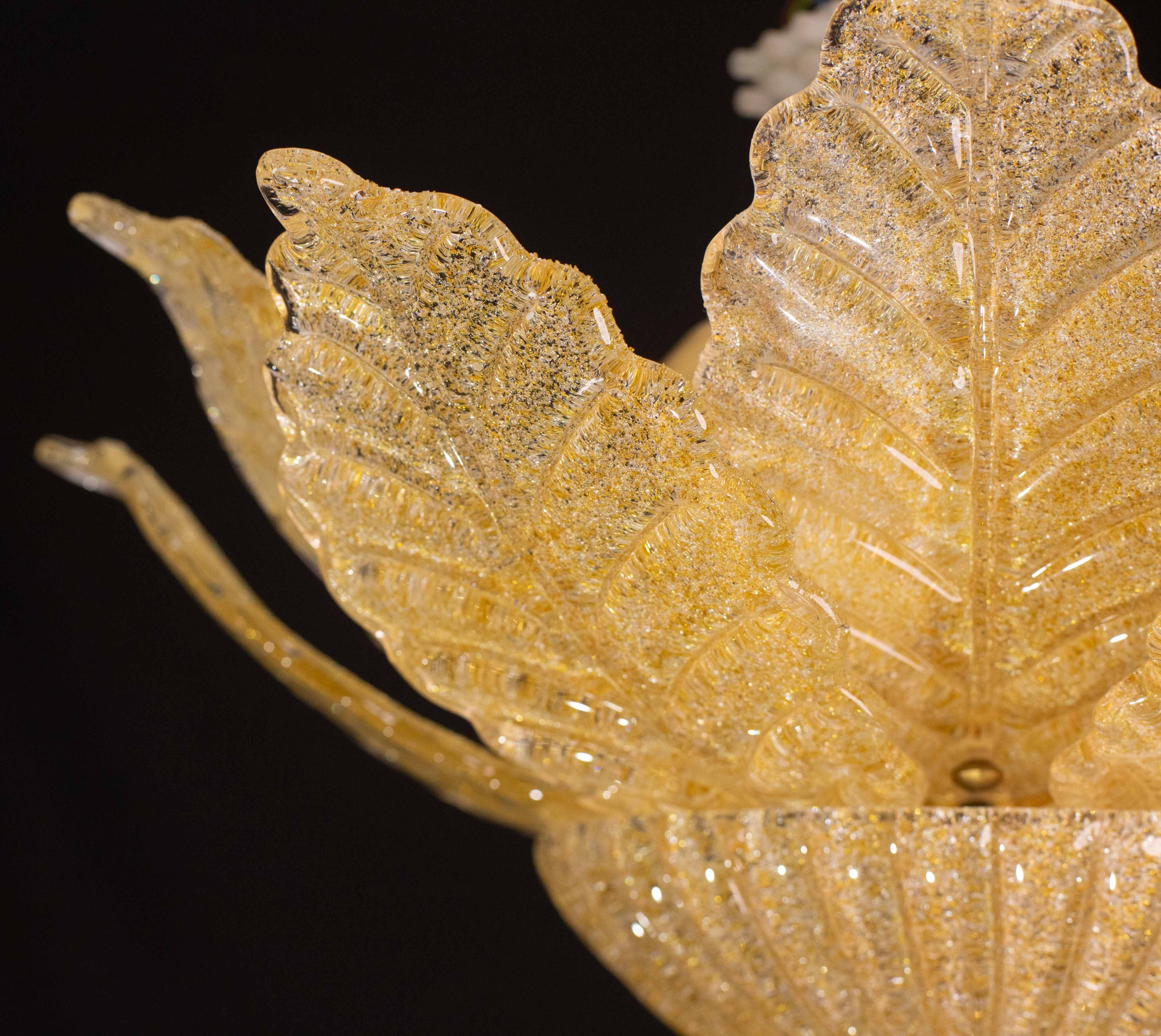 Rome, Murano Glass Gold\Orange Ceiling Light or Flush Mount, 1970s