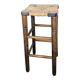 High stool in wood and straw