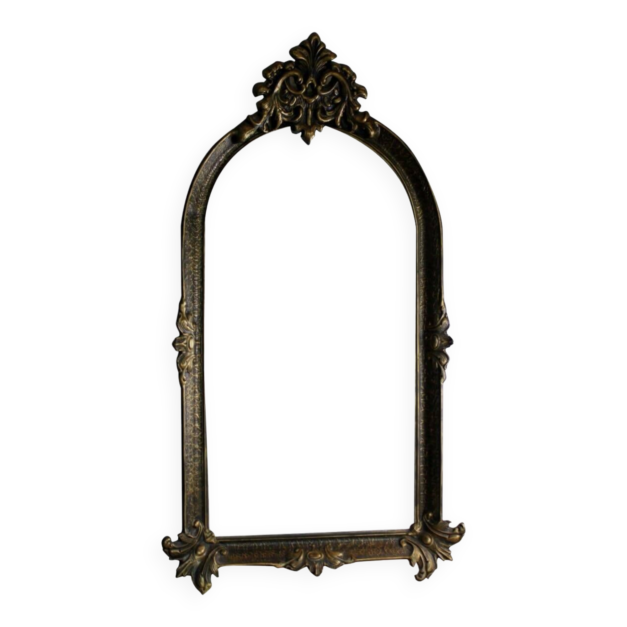 Baroque “trumeaux” mirror in carved solid wood.