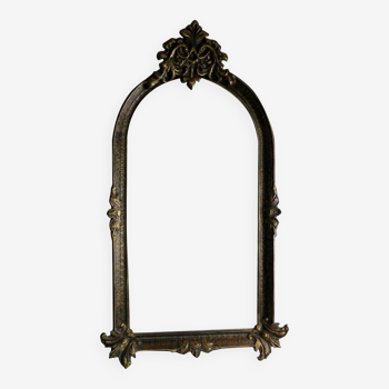 Baroque “trumeaux” mirror in carved solid wood.