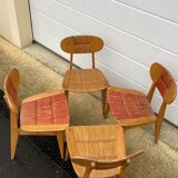 Series of 4 mulched chairs 1950 Roger landault publisher robert sentou