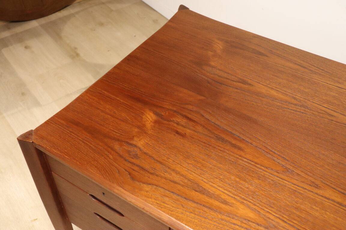 Vintage desk by Wilhelm Renz in double-sided teak, 1960s