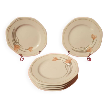Series of 6 dessert plates Schonwald Germany Art Nouveau decor