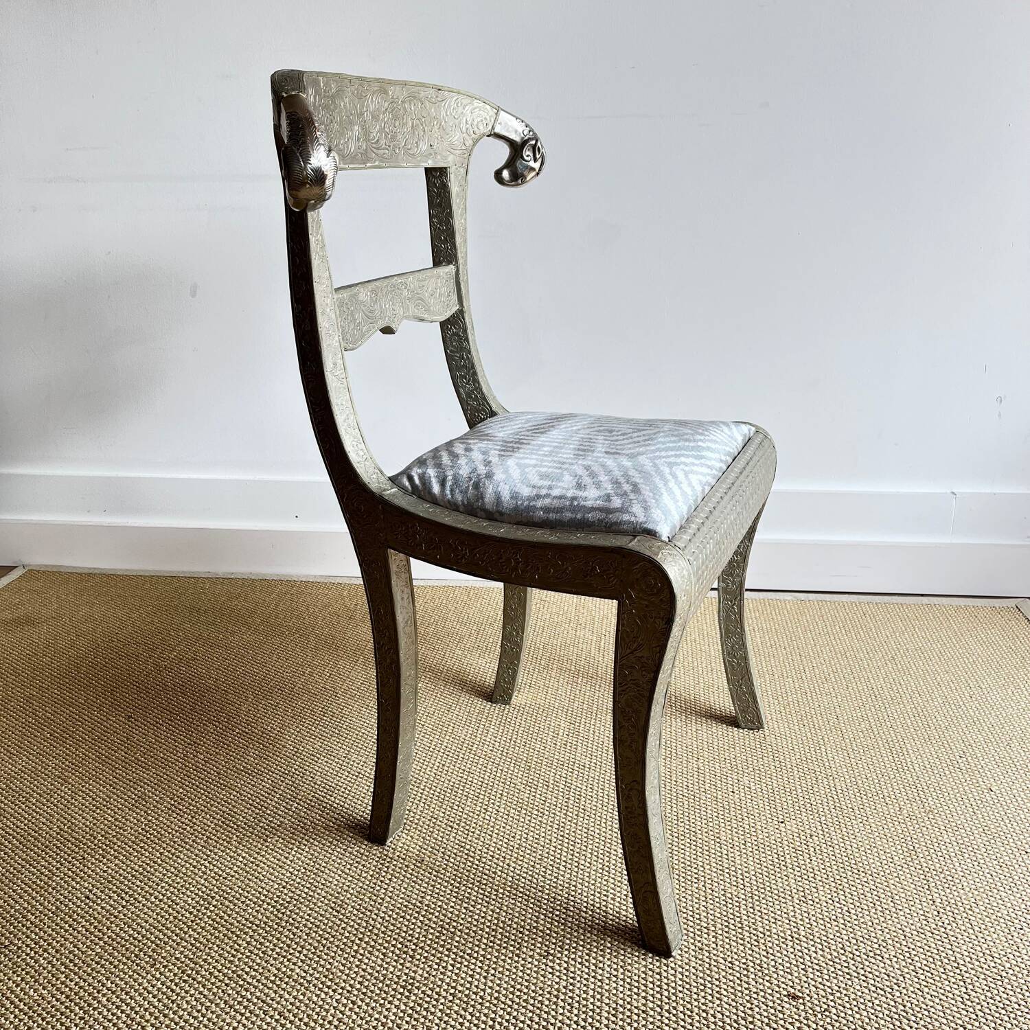 Chaise à tête de bélier anglo-indienne