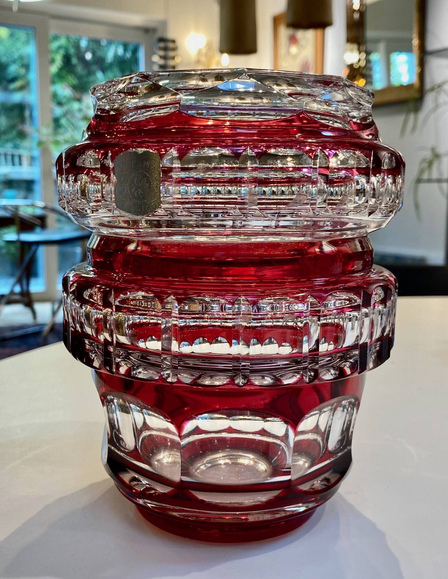Double Red Crystal Vase – Val Saint Lambert