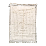 Moroccan Berber carpet beni ouarain unbleached plain with engraved pattern 300x216cm