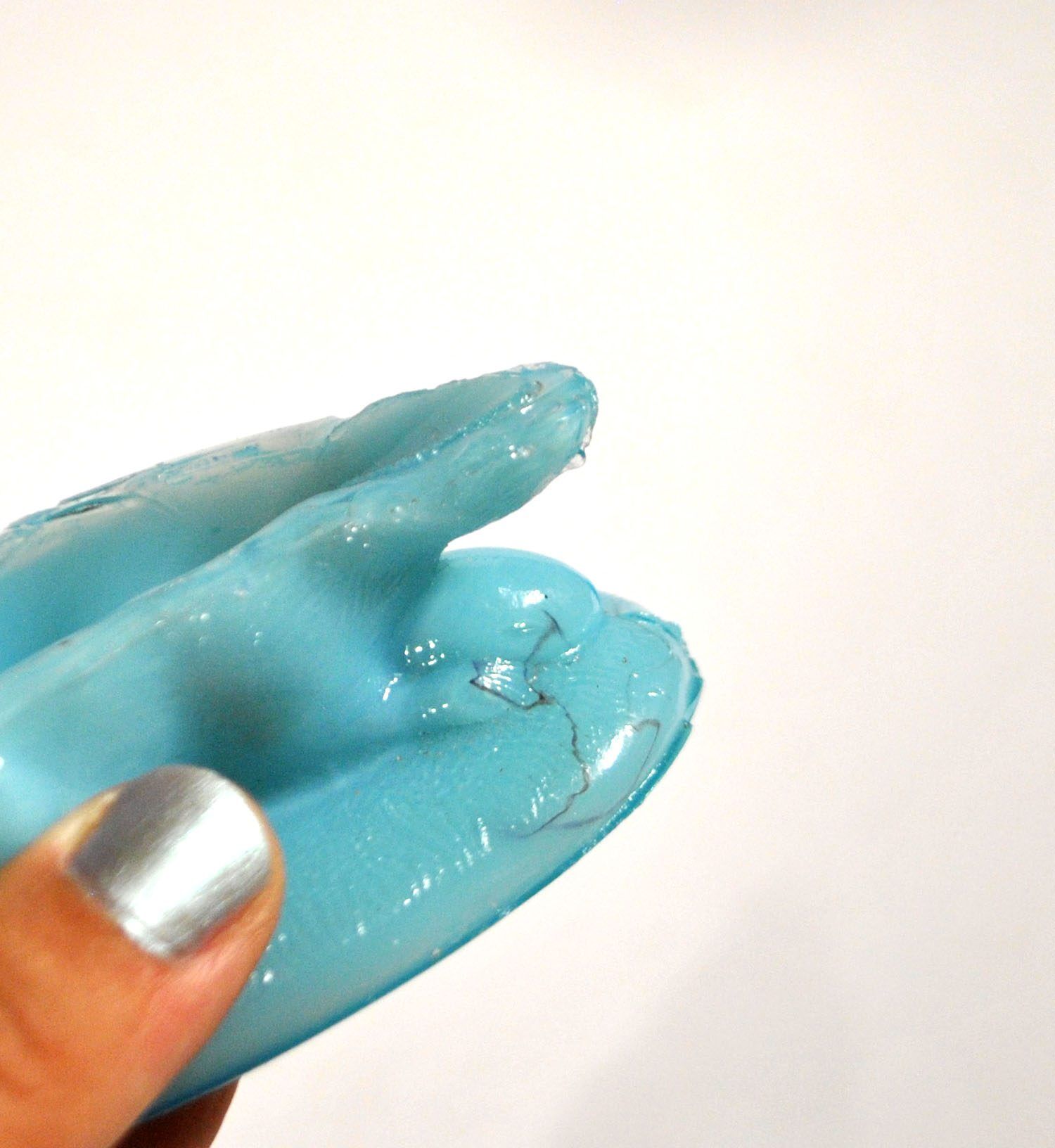 Vallerysthal easter rabbit box in blue opaline from 1900