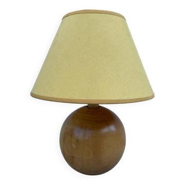 Lampe de chevet boule bois tourné 1990