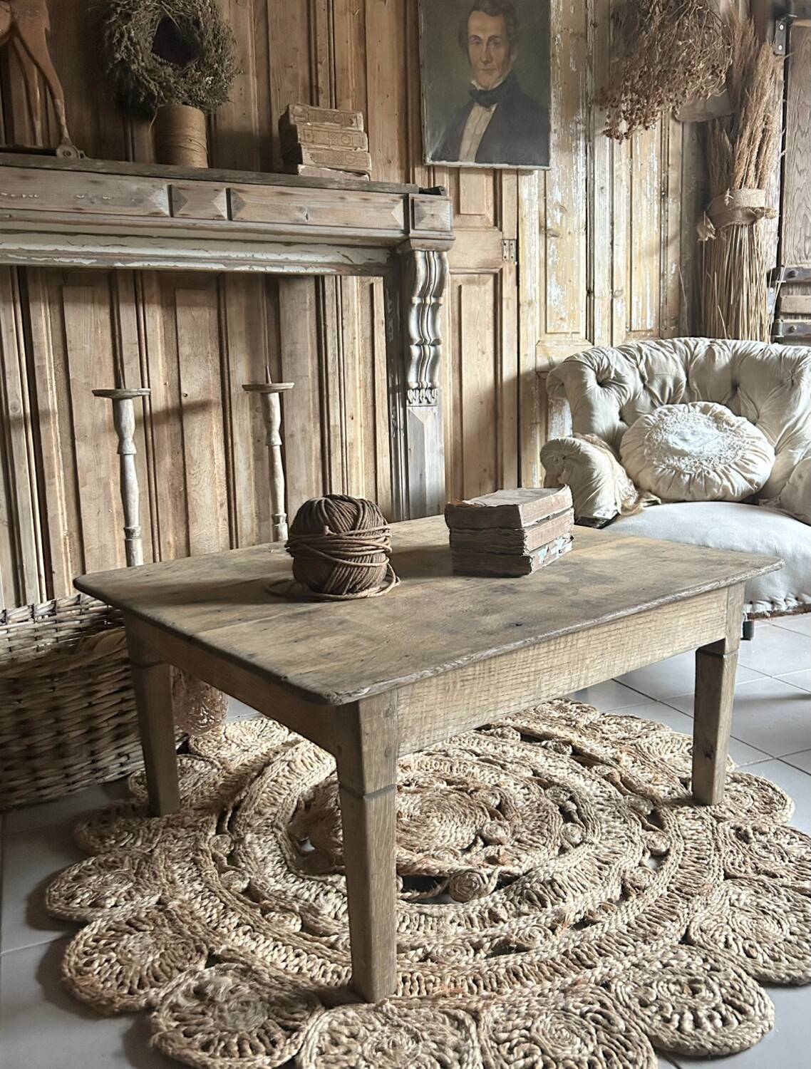 Old outdated oak coffee table